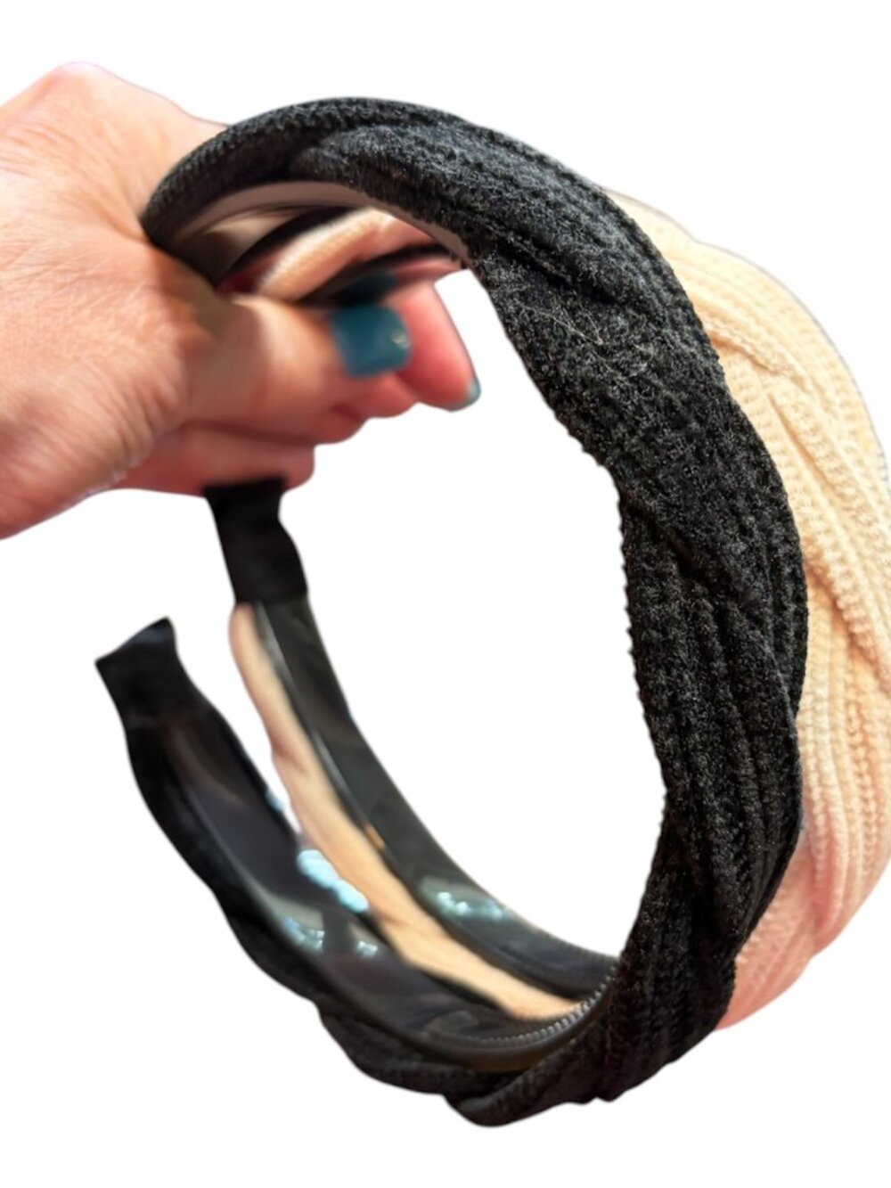 HEADBANDS - GET TWO - 1 BLACK 1 CREAM IN A SOFT VELOUR TYPE FABRIC - Picture 2 of 2
